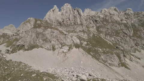 Durmitor Montenegro backwards up pan, 4K Drone Stock Footage 217552676