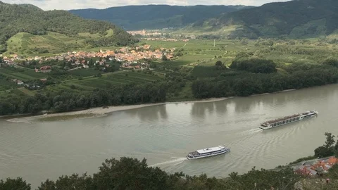 Durnstein panorama from the castle Stock Footage 115901911