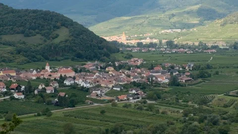 Durnstein panorama from the castle Stock Footage 115902035
