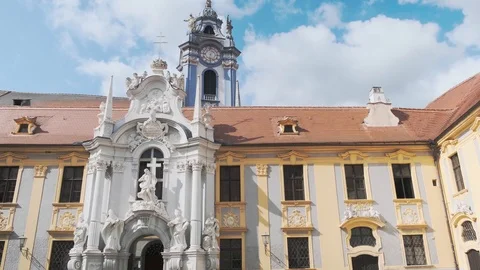 Durnstein is a small town on the Danube river in the Krems-Land distric Stock Footage 115901791