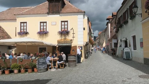 Durnstein is a small town on the Danube river in the Krems-Land distric Stock Footage 115901811
