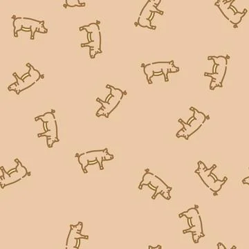 Duroc pig breed vector seamless pattern Stock Illustration