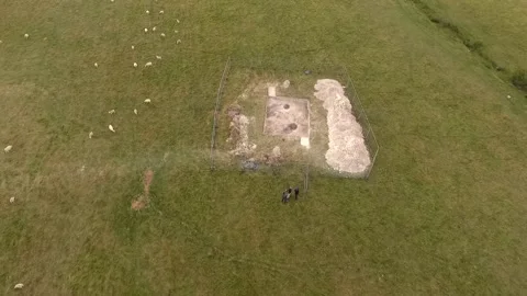 Durrington Walls Dig 2016 Amazing Drone Clip, Superhenge, HD Stock Footage 297219145