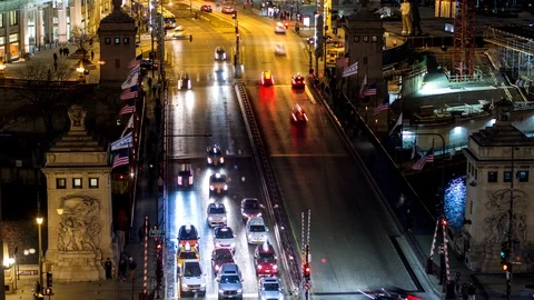 DuSable bridge night time lapse 動画素材 89873726