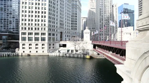 DuSable Bridge over Chicago River Stock Footage 36168375
