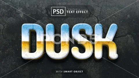 Dusk 3d text effect editable PSD Template