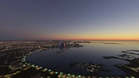 Dusk aerial view of Doha. Qatar Stock Footage 314477900