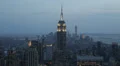 Dusk Aerial View of Empire State Building, NYC Skyline, Midtown Manhattan HD Footage