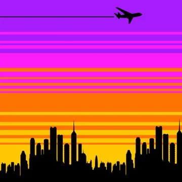 Dusk airplane Illustrazione stock