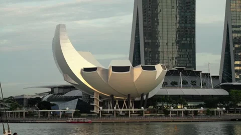 Dusk at ArtScience Museum Stock Footage 312249181