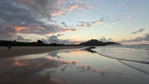 Dusk on the beach Stock Footage 303344959
