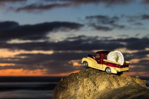 Dusk Beach Pickup Stock Photos