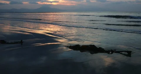 Dusk beach tide sunset Stock-Footage 134058955