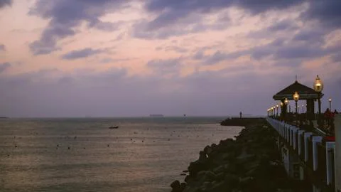 Dusk at boardwalk Stock Photos