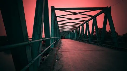 Dusk on the bridge Stock Photos