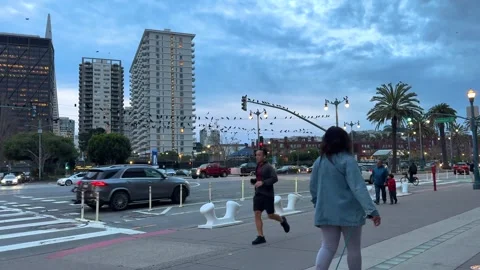 Dusk at Busy Urban Intersection Stock Footage 269233139