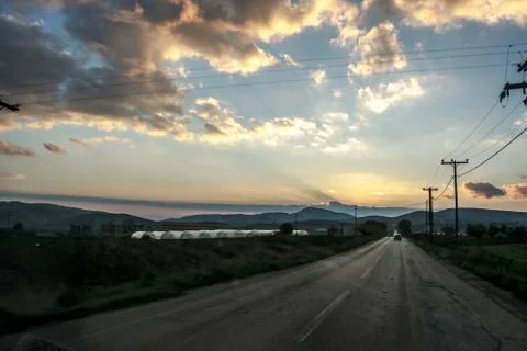 Dusk in Chalkida Foto stock