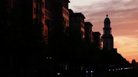 Dusk City Timelapse Stock Footage 23042489