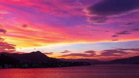 Dusk clouds sky - time lapse Stock Footage 97642848