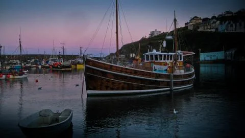 Dusk in a Cornish Harbour Stock Photos