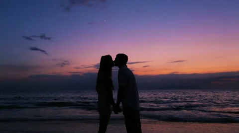 Dusk Couple Silhouettee Stock Footage 52553074