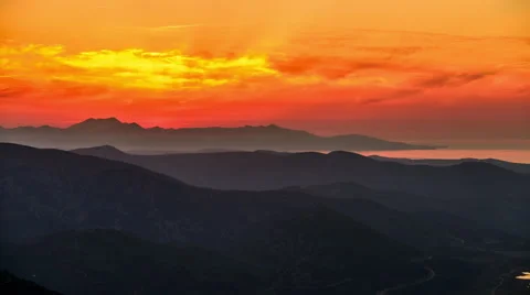 Dusk in the Cretan mountains Stock Footage 52220613