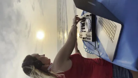 Dusk DJ Set at Beachside Bash Stock-Footage 240823824