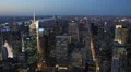 Dusk Downtown Skyline Aerial View New York City Fifth Avenue 5th Traffic Night HD Footage