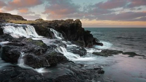 Dusk on Dunseverick Falls Stock Photos