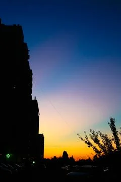 Dusk, Evening Sky Clouds on Twilight over Sea, Dramatic horizon Orange Sunset Stock Photos