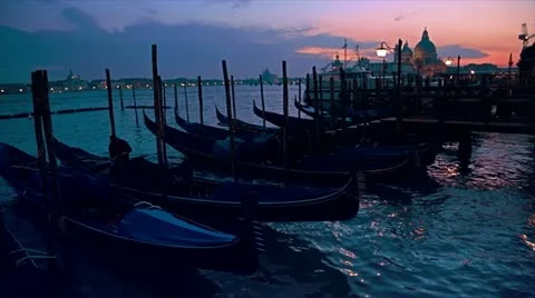 Dusk falling over Venice Video stock 21378084
