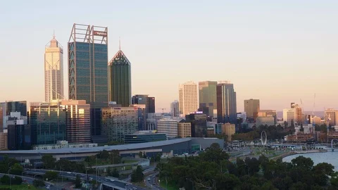 Dusk Falls Over Perth Stock Footage 88997489