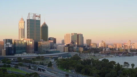 Dusk Falls Over Perth Stock Footage 89023034