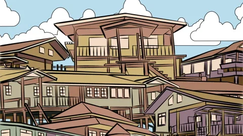 Dusk housing animation Stock Footage 49220524