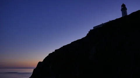 Dusk landscape of the Mull of Galloway lighthouse Scotland UK Stock Footage 112333414