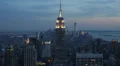Dusk Light Aerial View New York City Downtown Skyline Empire State Building HD Footage