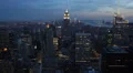 Dusk Light Downtown Skyline Aerial View New York City Metropolitan Scene Night HD Footage