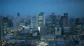 Dusk Light Night Osaka Aerial View Skyline Establishing Shot Highway Car Traffic HD Footage
