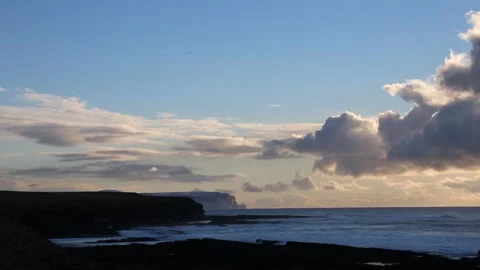 Dusk looking towards the Old Man of Hoy in Orkney in HD Video stock 297998152