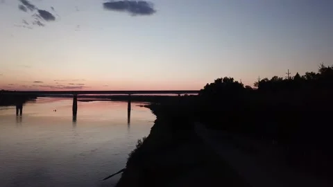 Dusk on the Missouri River Stock Footage 224958824