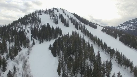 Dusk Mountain Aerial Fly Toward Stock Footage