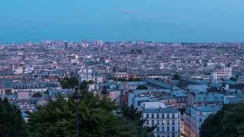 Dusk to night timelapse of Paris Stock Footage 87896451