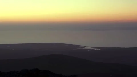 Dusk ocean scene from an elevated view Stock Footage 224176939