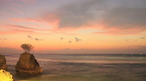 Dusk Ocean Time Lapse with Long Exposure Stock Footage 40723713