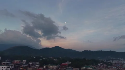 Dusk Over Coron Hills With Moon and Clouds 库存影片 335505367