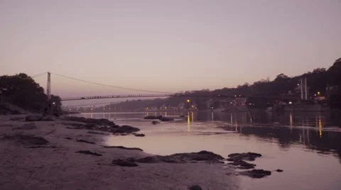 Dusk over the Ganges river Stock Footage 58495967