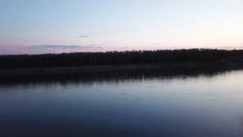 Dusk over the Missouri River Stock Footage 224958579