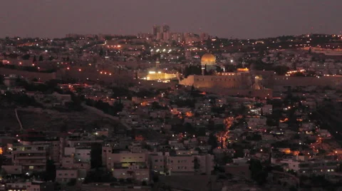 Dusk over Old City Jerusalem Vídeo Stock 44960565