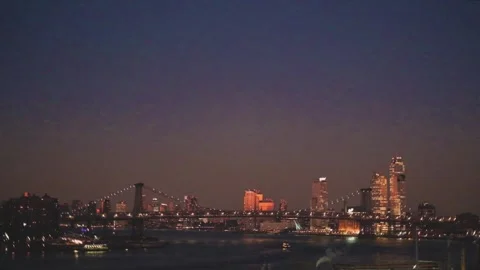 Dusk Over the Williamsburg Birdge Stock Footage 301648785