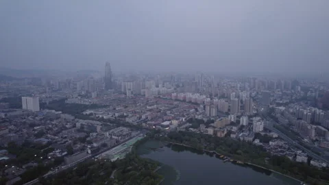 Dusk Panorama of Jinan Stock Footage 328521398